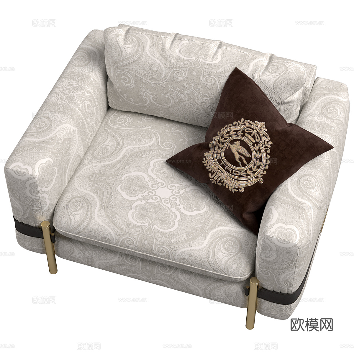 现代意式轻奢布艺扶手椅3d模型