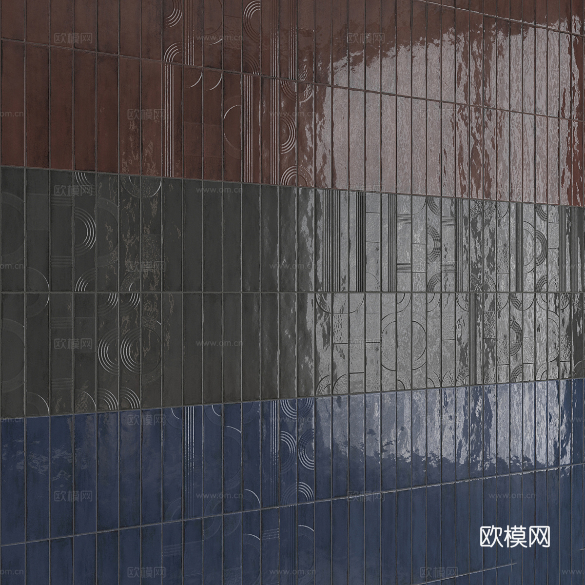 新中式轻奢瓷砖 花砖 马赛克瓷砖3d模型