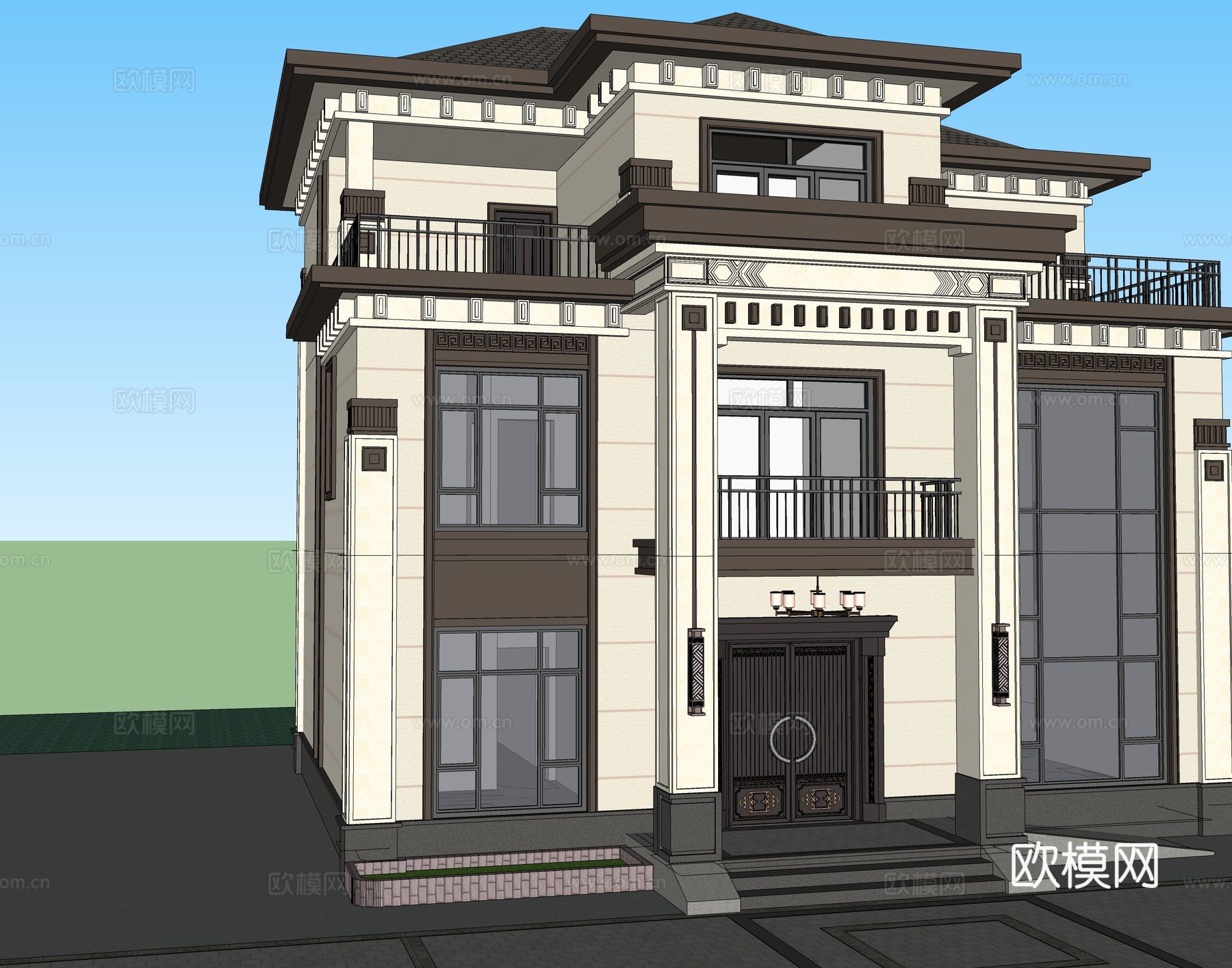 欧式独栋别墅  自建房su模型