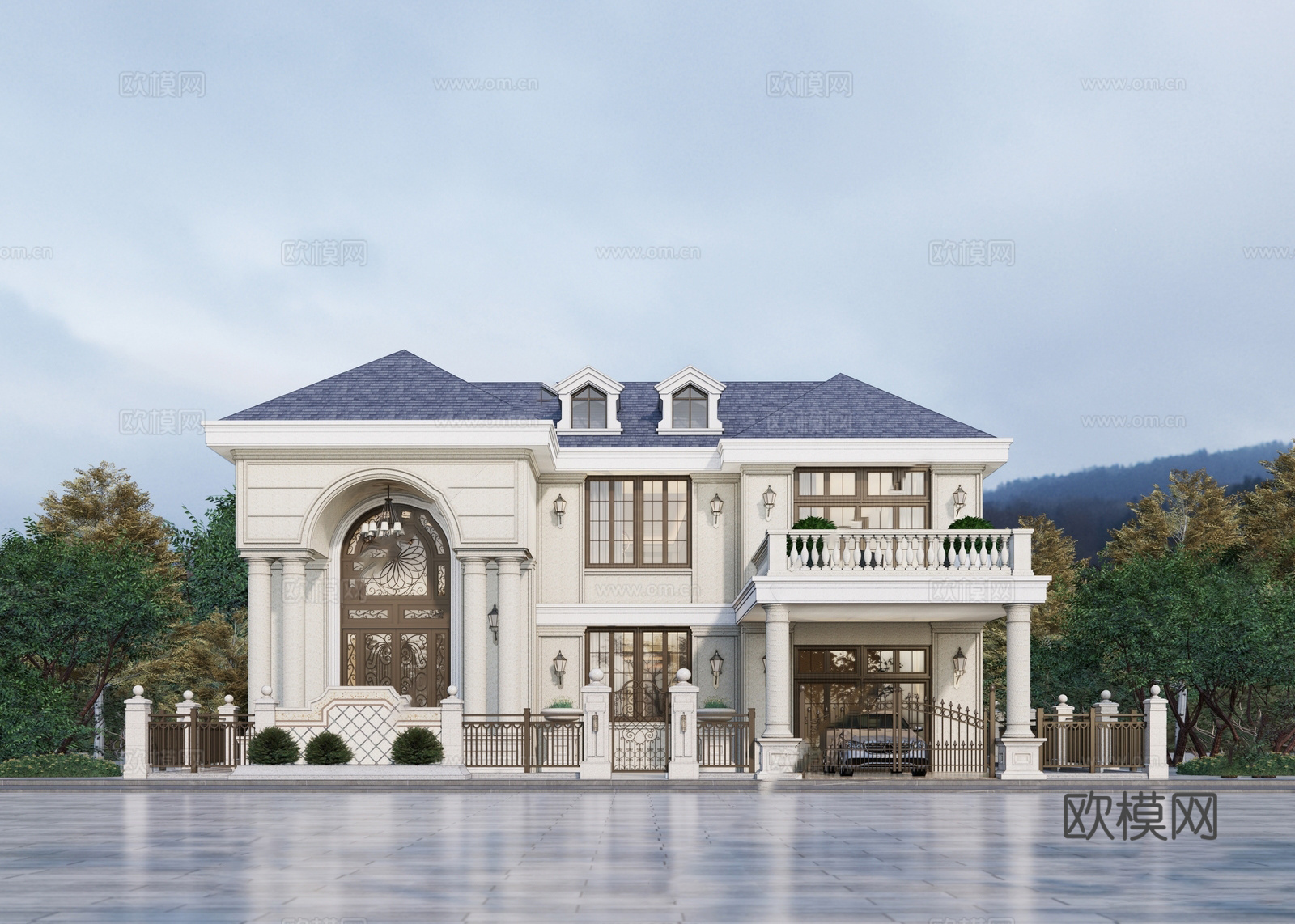 欧式独栋别墅  自建房su模型