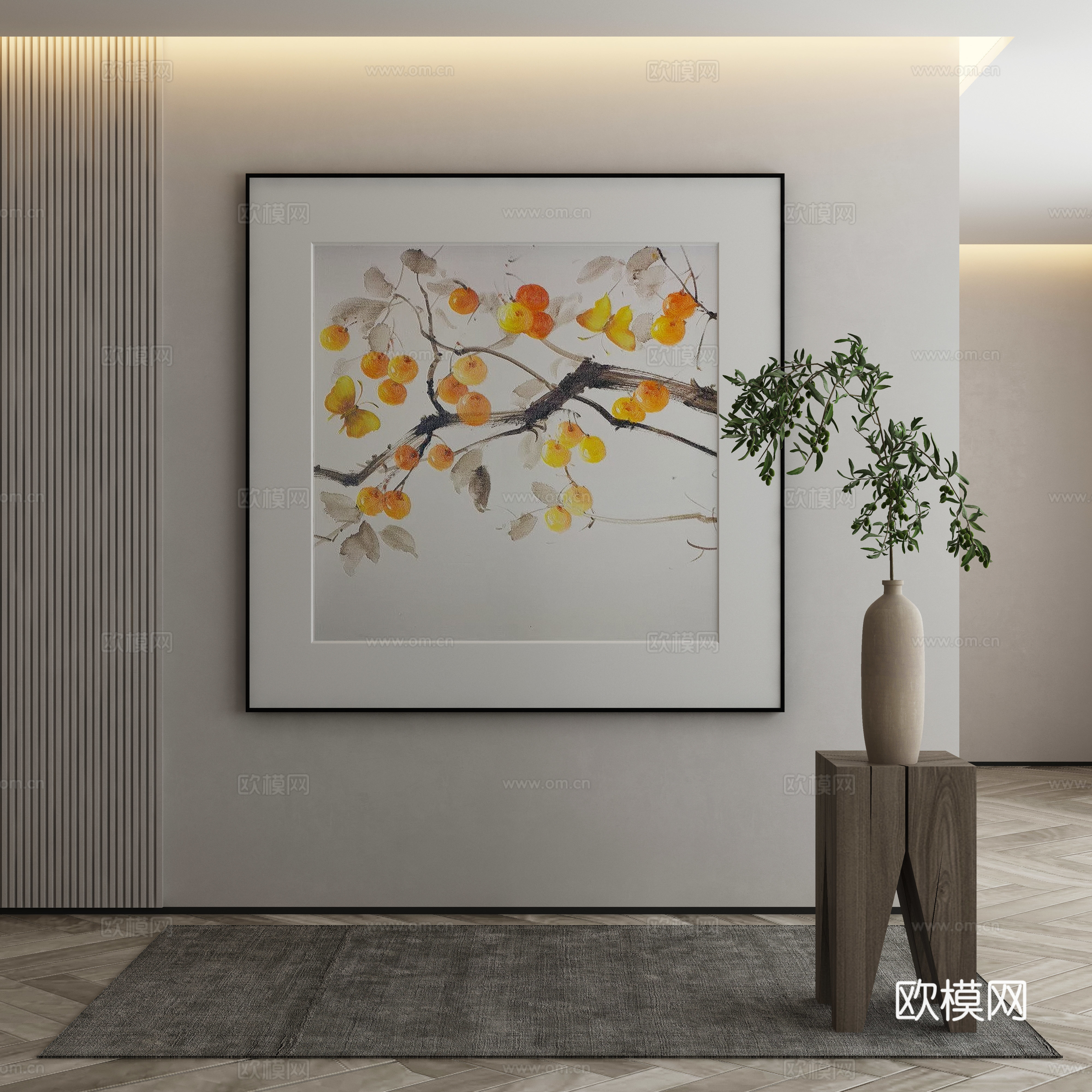 新中式侘寂挂画 油画3d模型