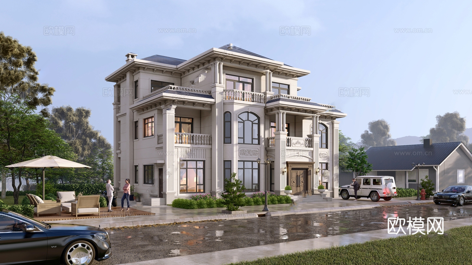 欧式独栋别墅  自建房su模型