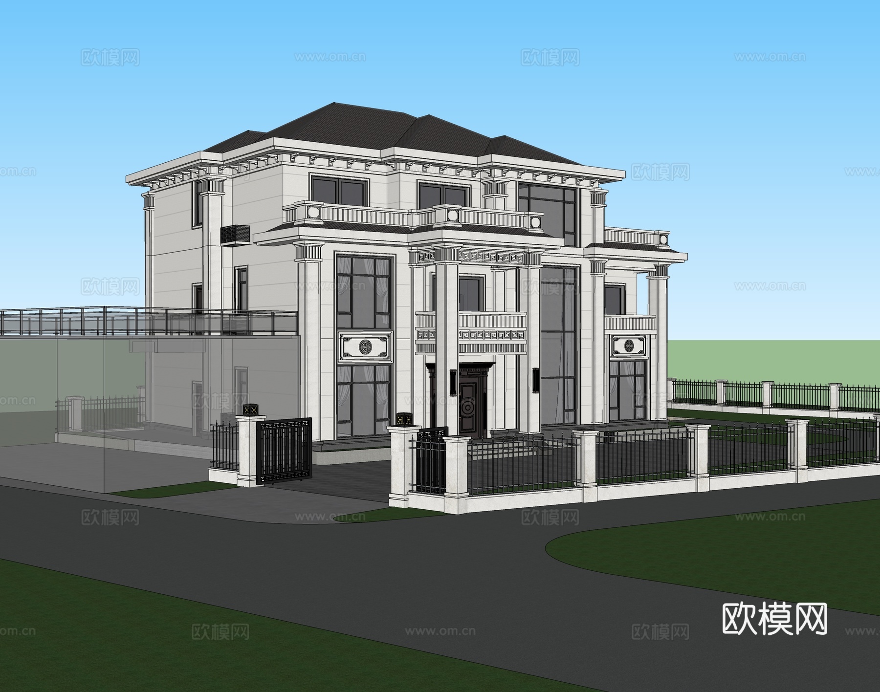 欧式独栋别墅  自建房su模型