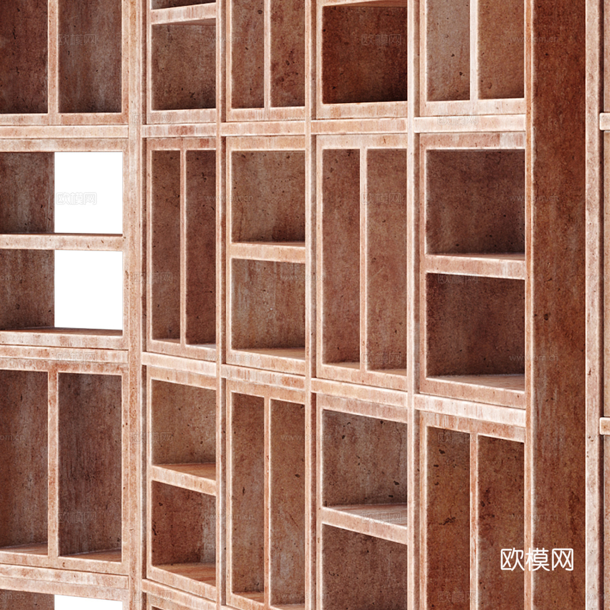 新中式侘寂岩石陶瓷折叠屏风3d模型