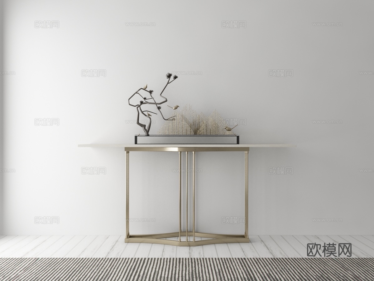 新中式装饰柜摆件3d模型