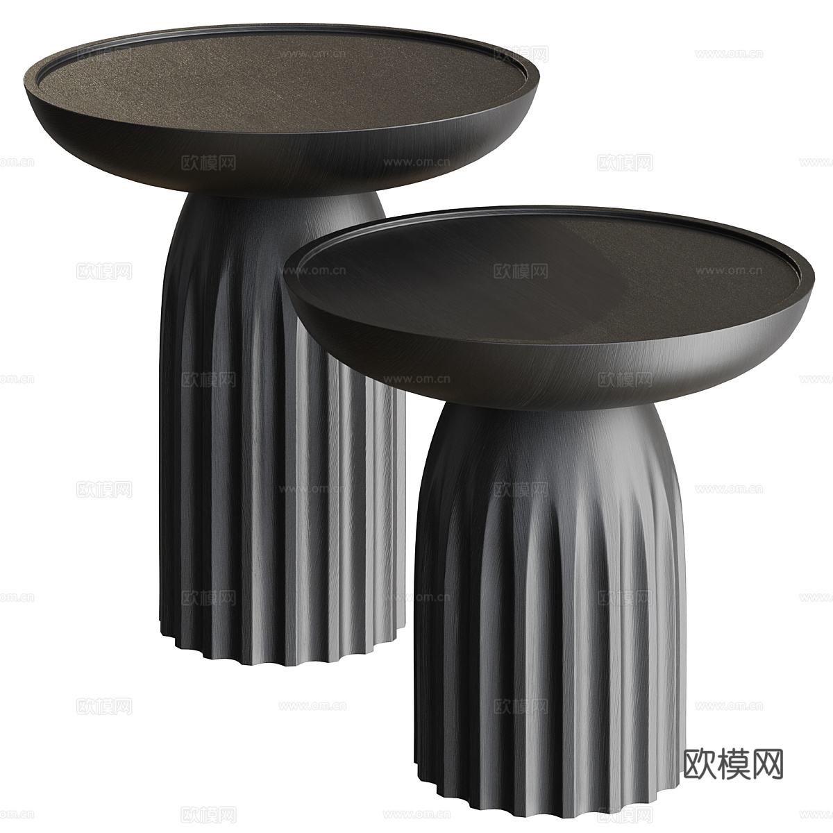 新中式实木圆边几3d模型