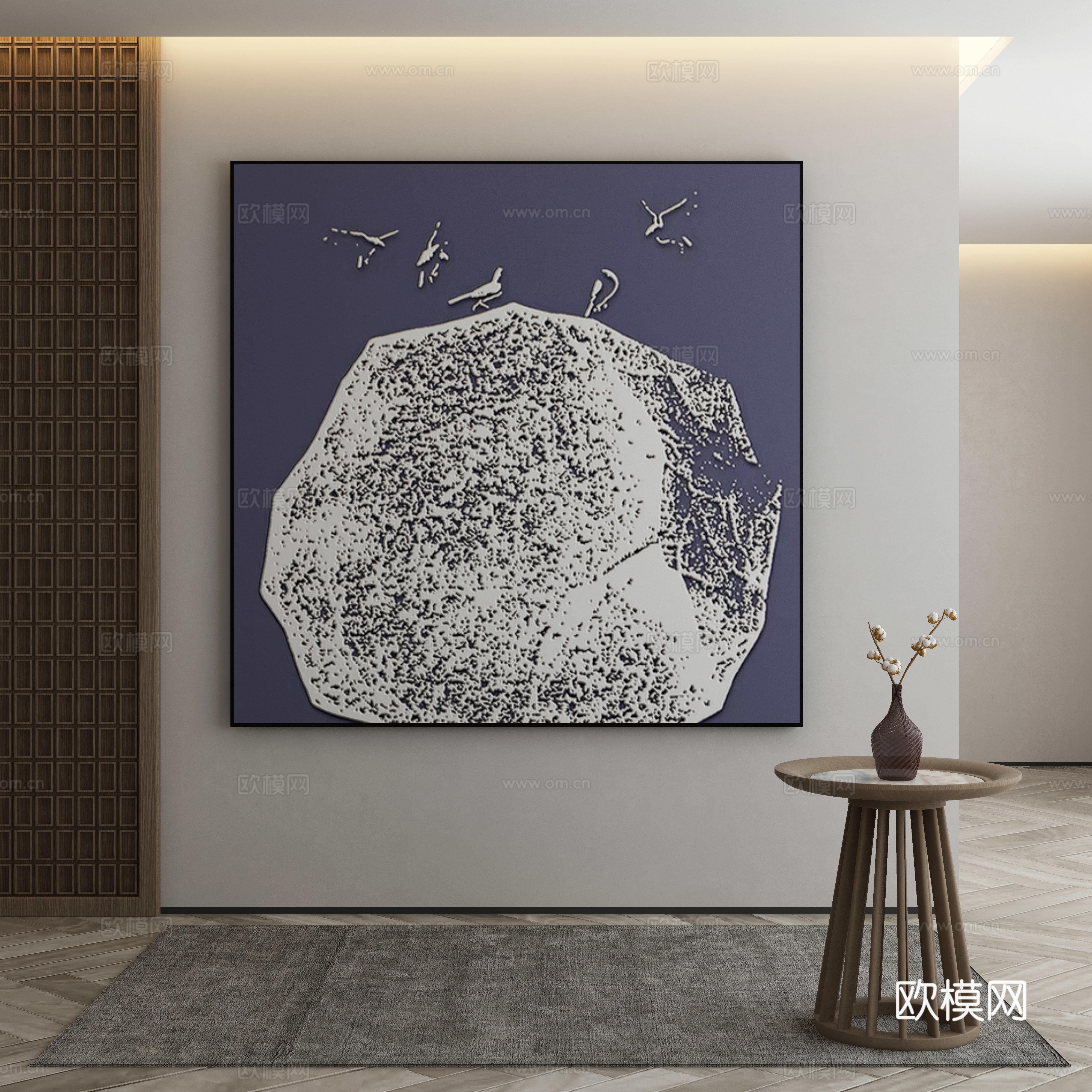 新中式侘寂挂画 油画3d模型