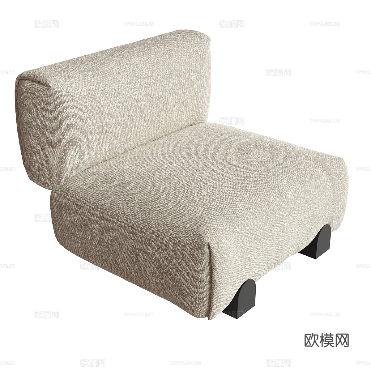 现代意式奶油风布艺弧形沙发3d模型