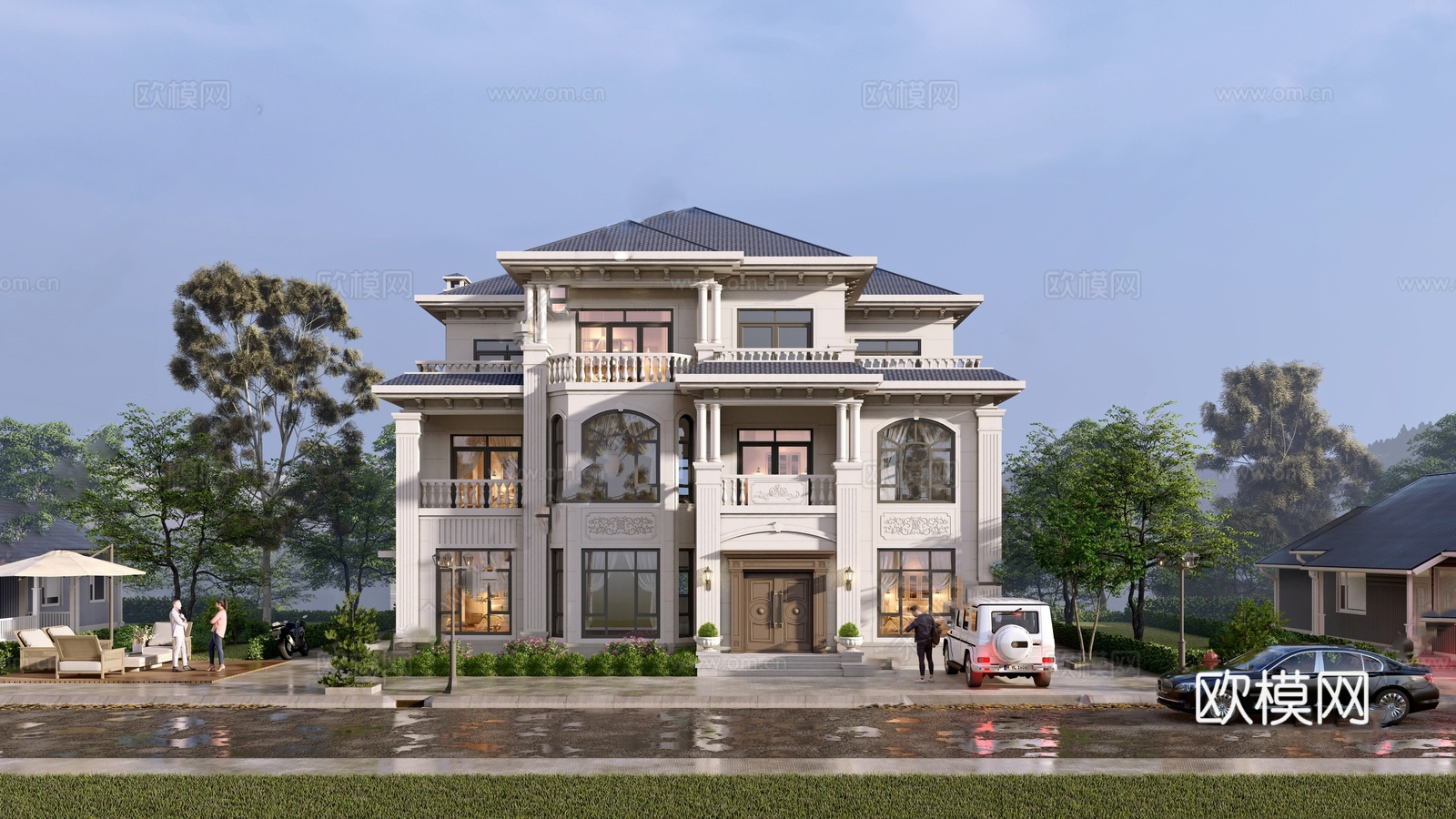 欧式独栋别墅  自建房su模型