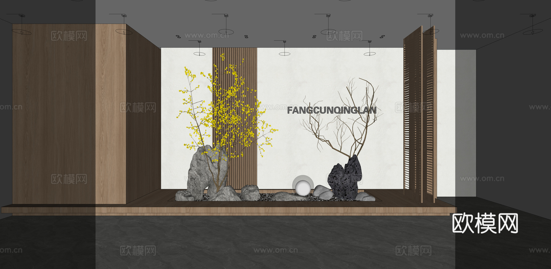 新中式景观造景 庭院小品 别墅天井植物su模型