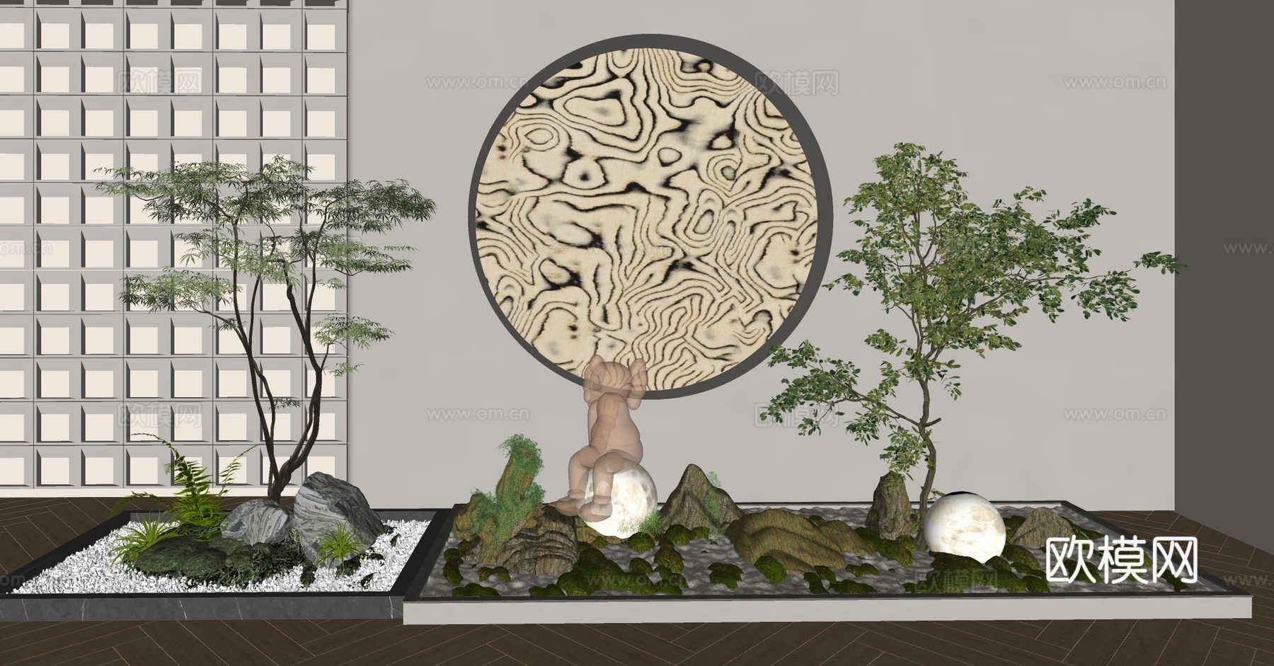 室内景观 景观小品 室内造景 植物堆 植物组合 庭院小品su模型