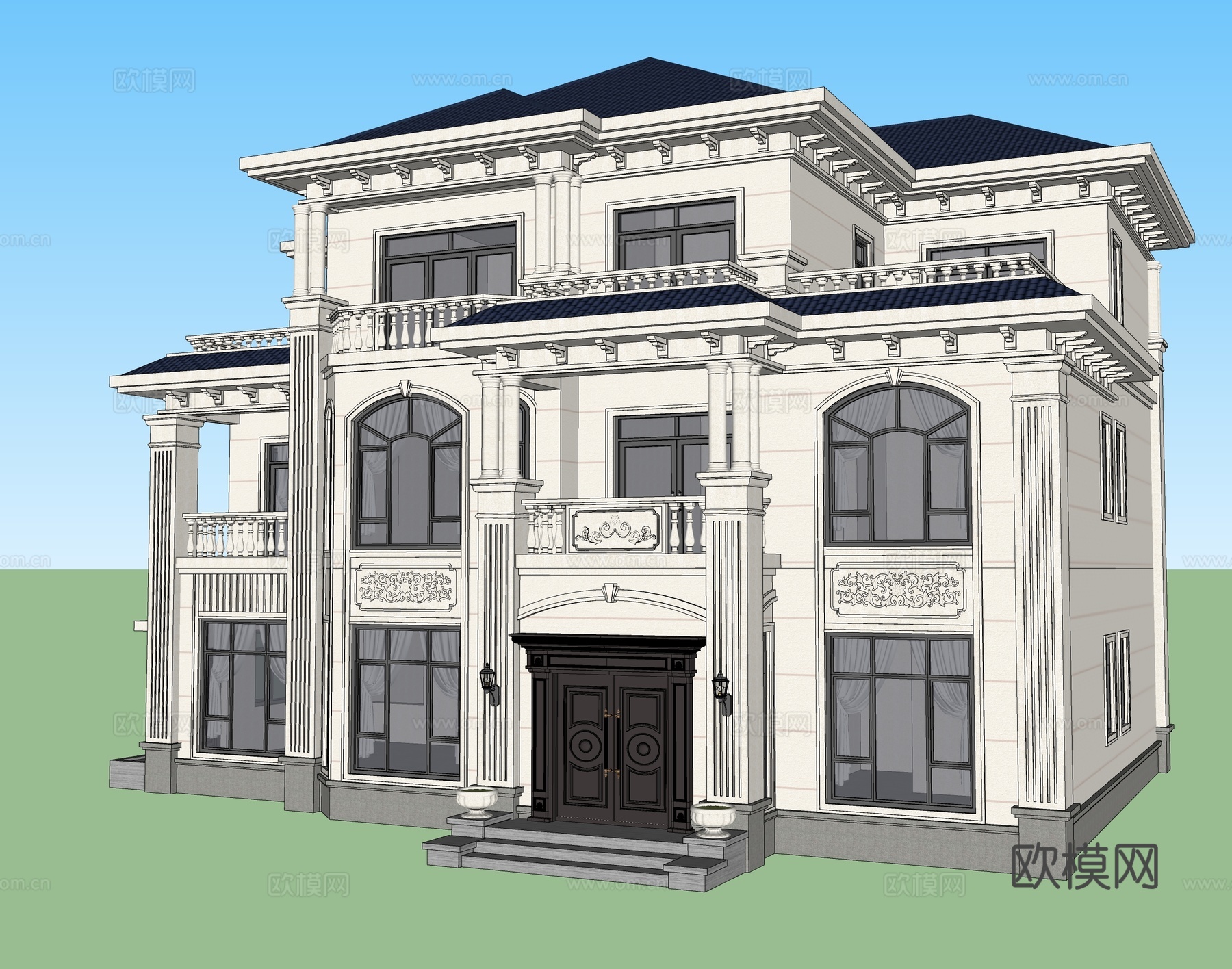 欧式独栋别墅  自建房su模型