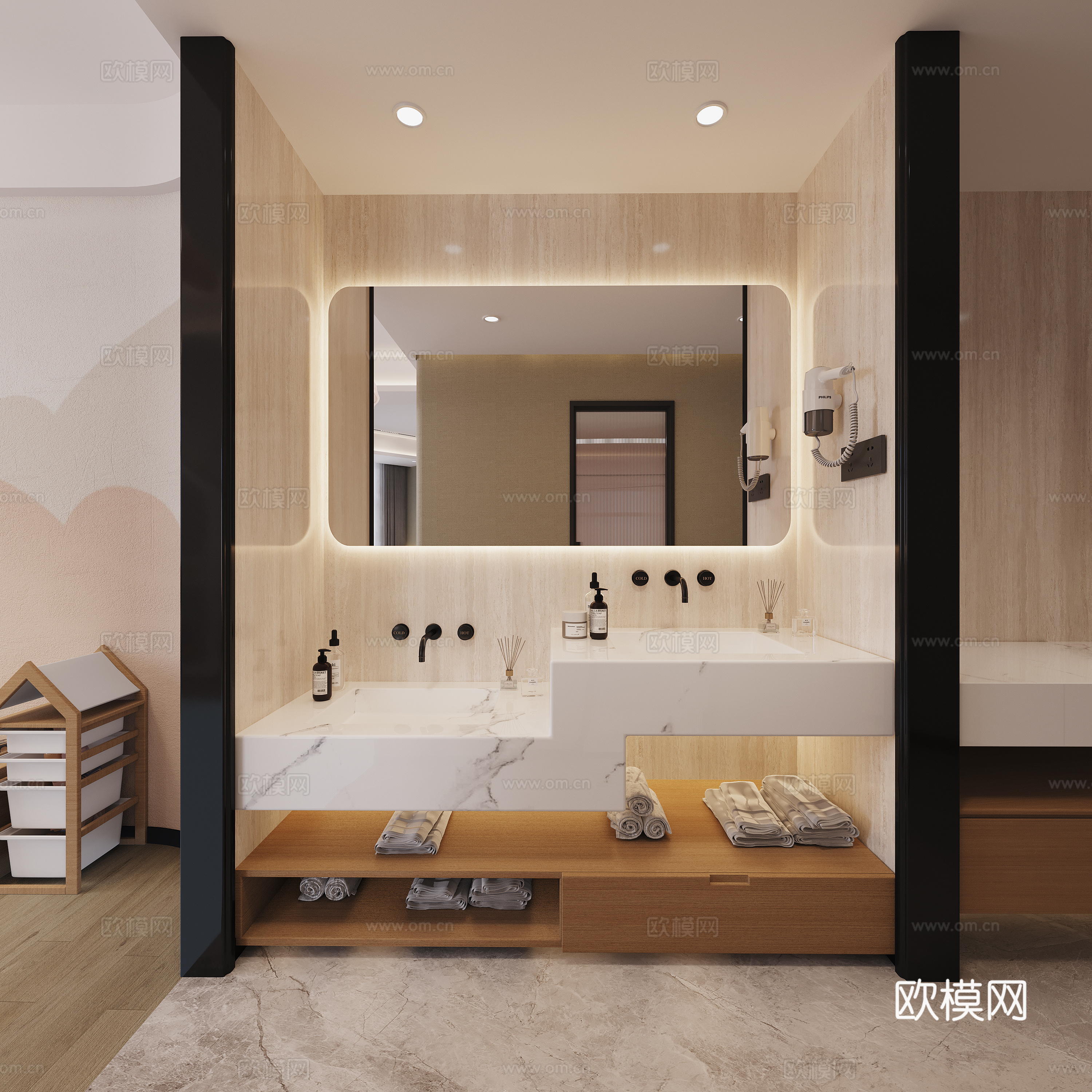 现代卫生间洗手台3d模型