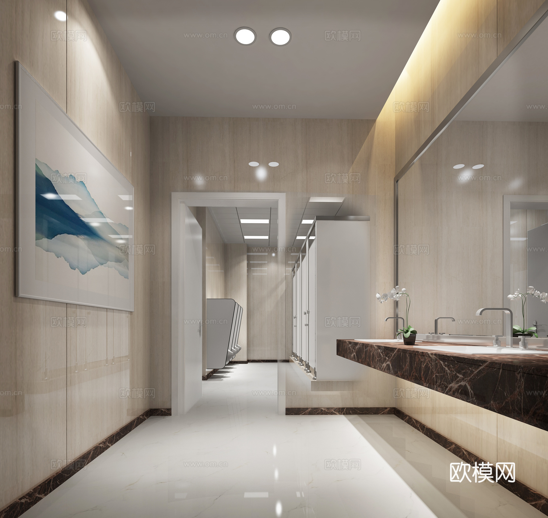 现代医院公共卫生间3d模型
