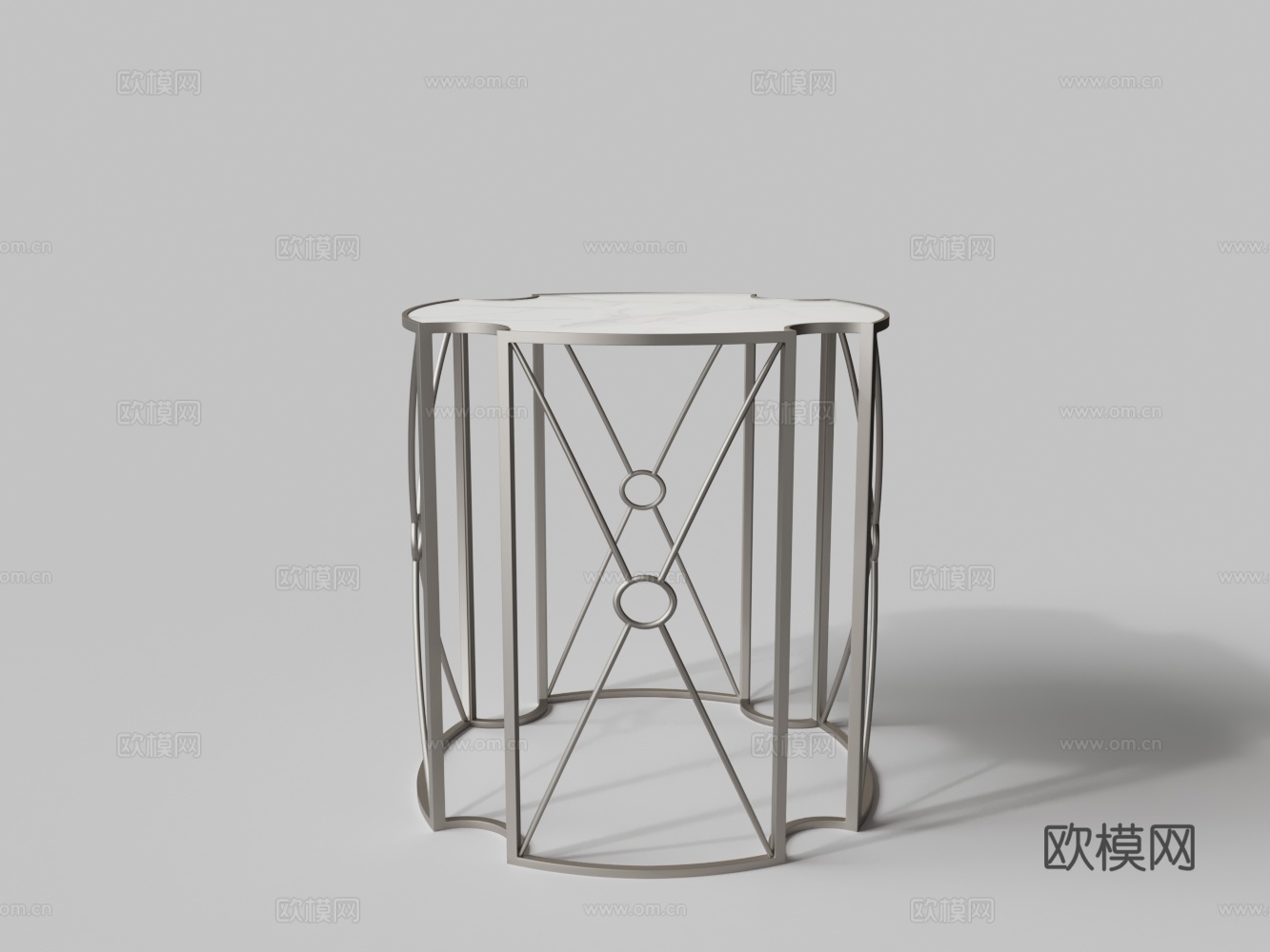 铁艺大理石面边几 圆几3d模型