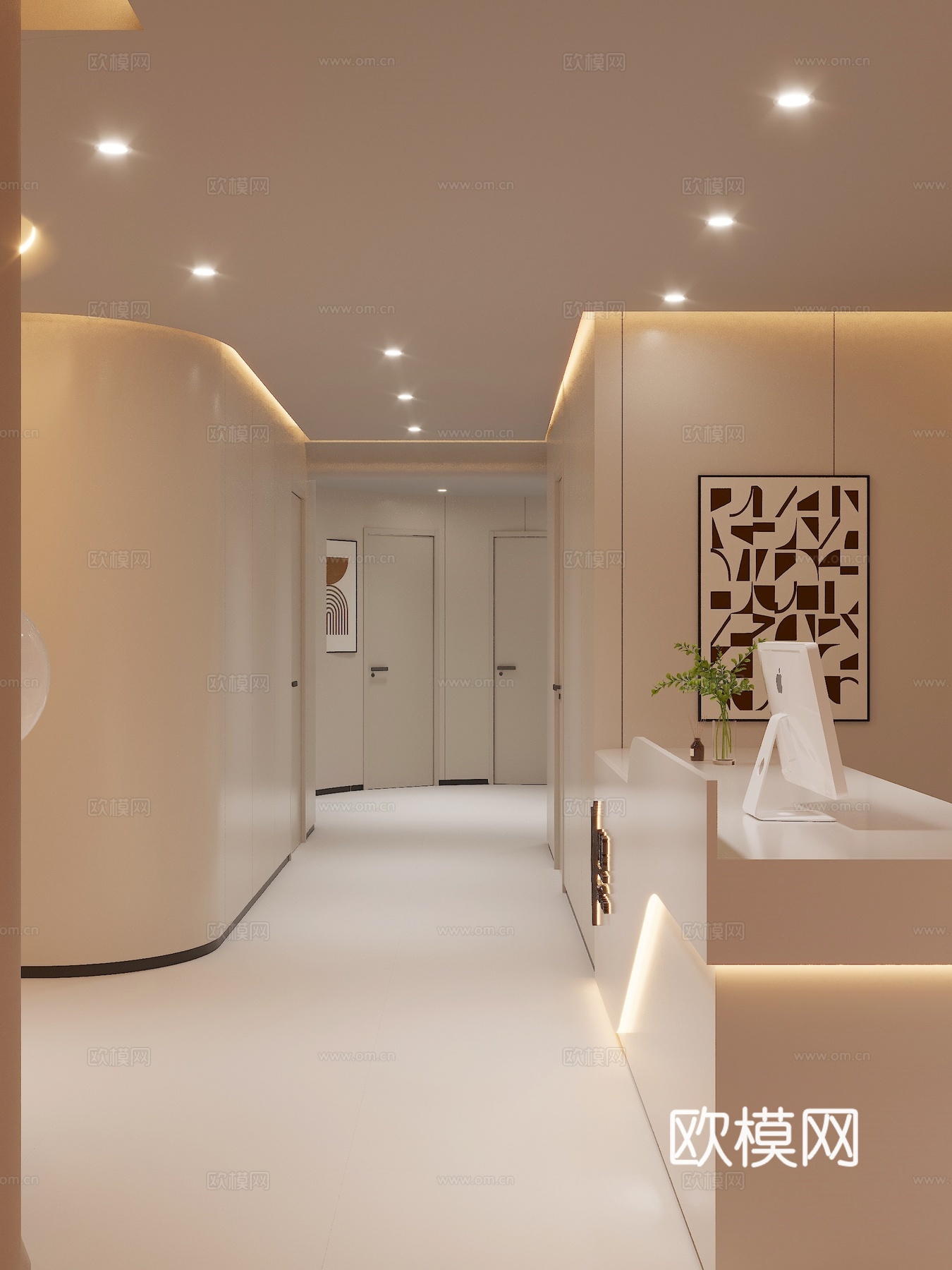 现代奶油其他商业空间_美容院_包间3D模型免费3d模型