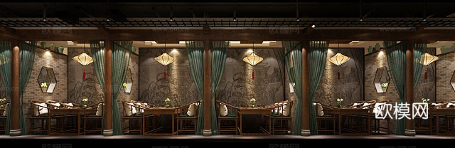 餐厅3d模型下载（渲染图2）