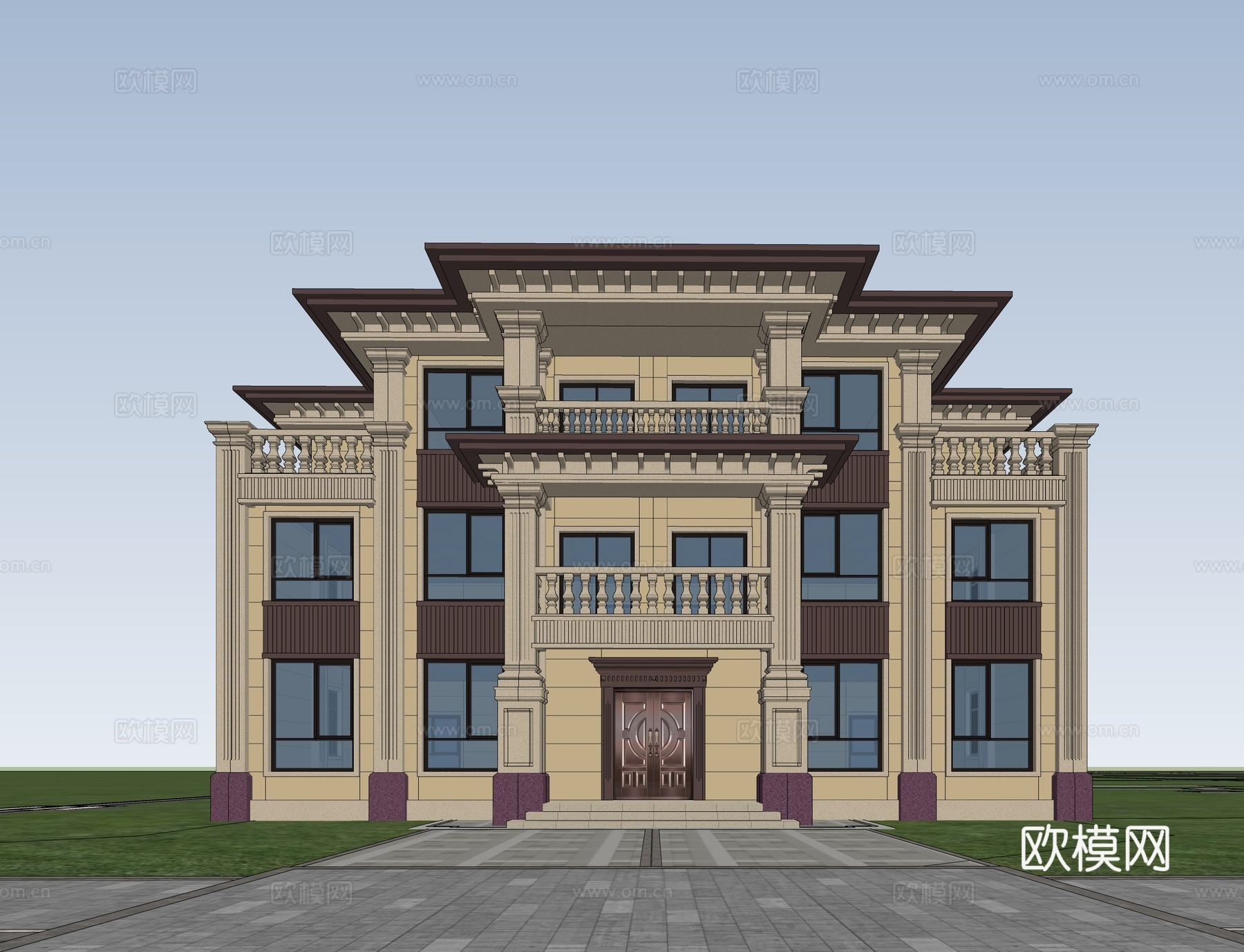 欧式独栋别墅  自建房su模型