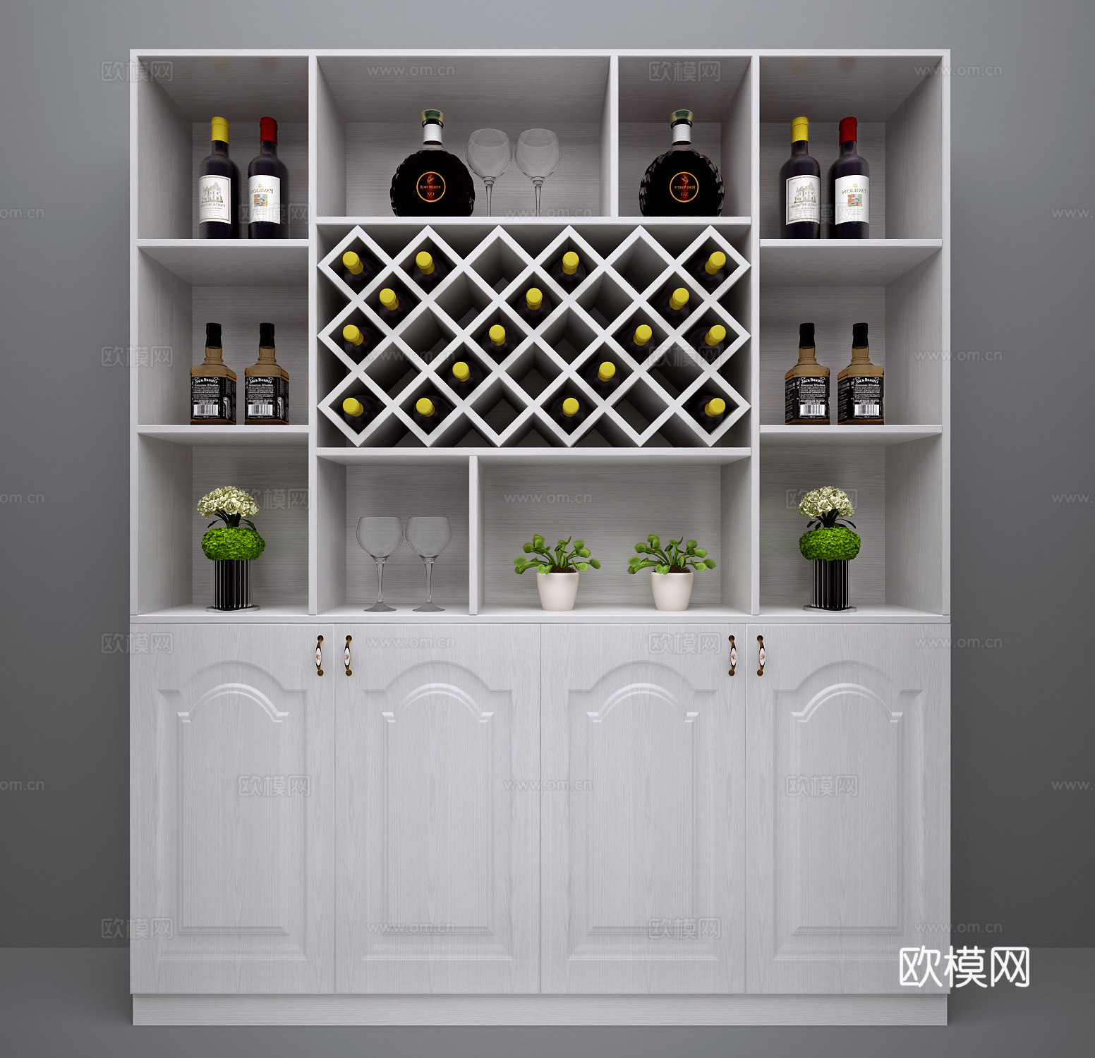 欧式简约酒柜3d模型
