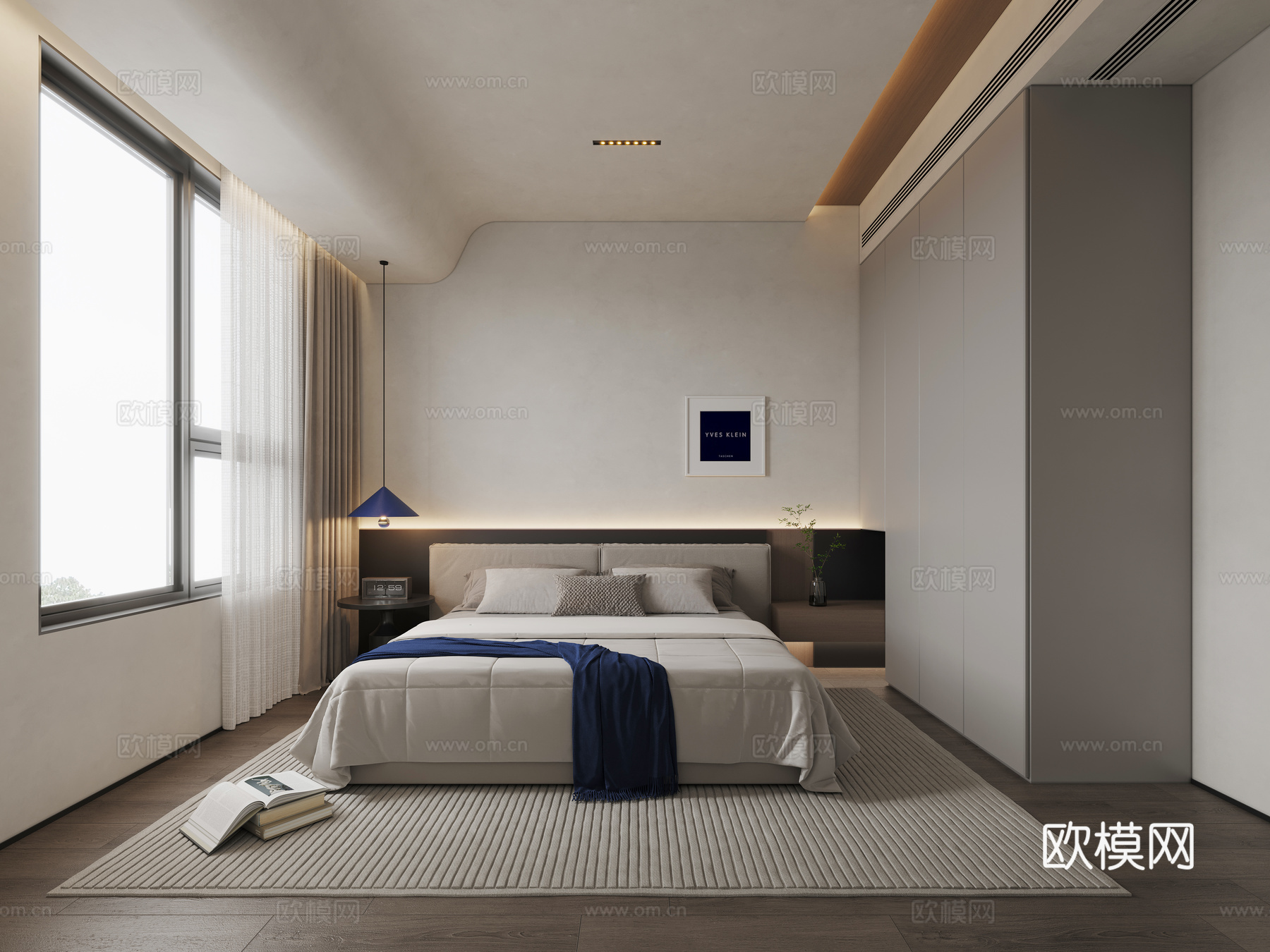 现代意式卧室3d模型下载