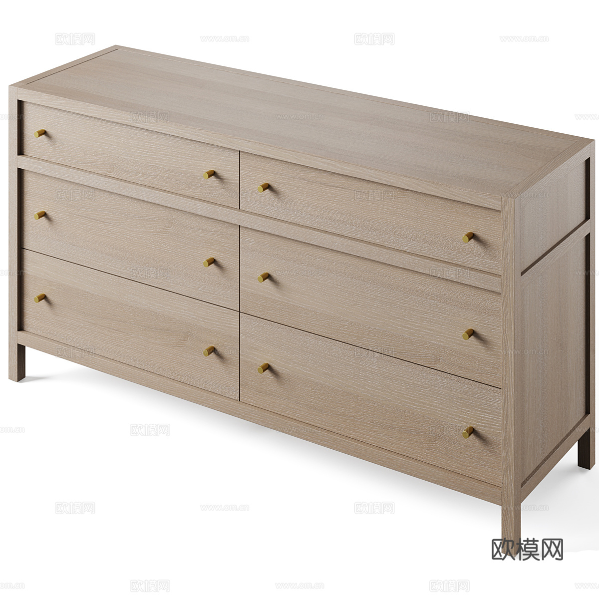 新中式实木斗柜 边柜 抽屉柜3d模型下载（渲染图3）