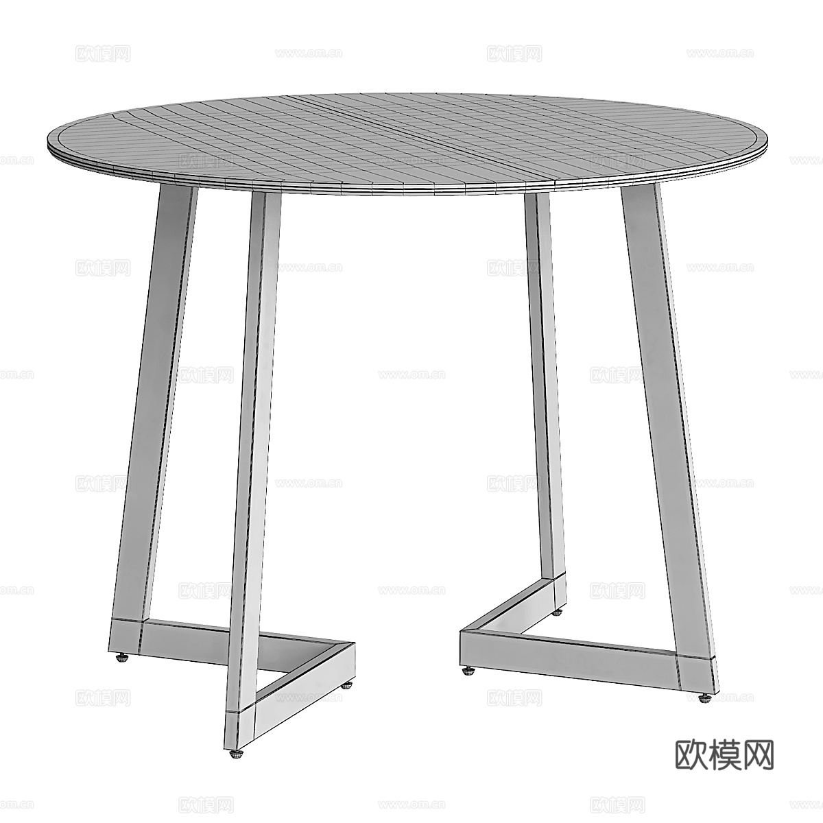 现代意式极简岩板圆餐桌3d模型