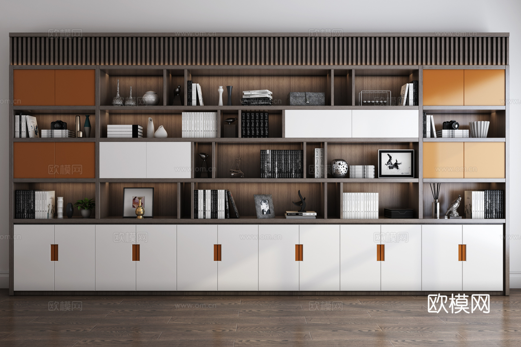 现代书柜3d模型下载