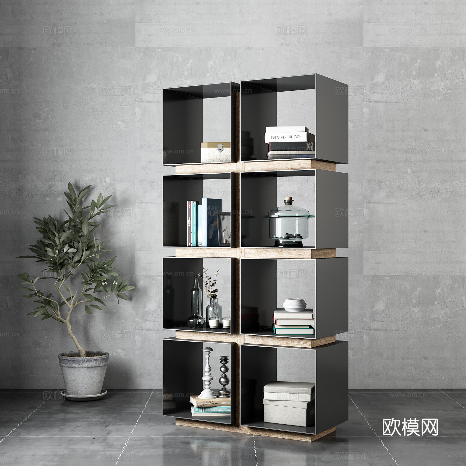 工业风钢制书架3d模型