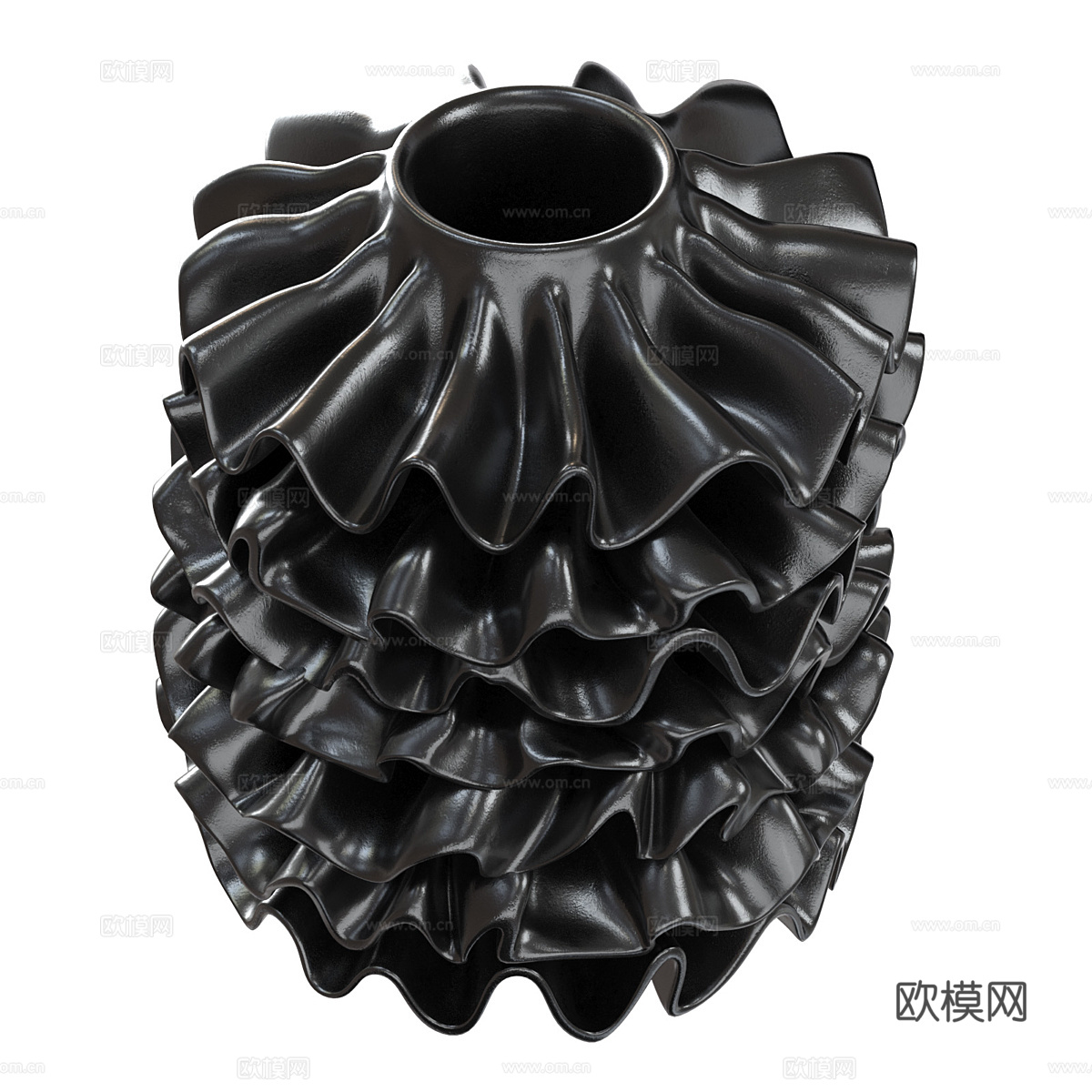 现代陶瓷丝带花瓶3d模型