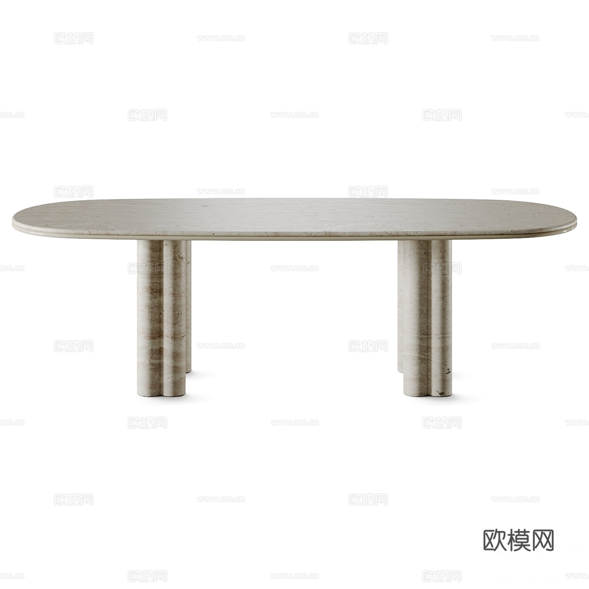 现代侘寂大理石椭圆餐桌3d模型