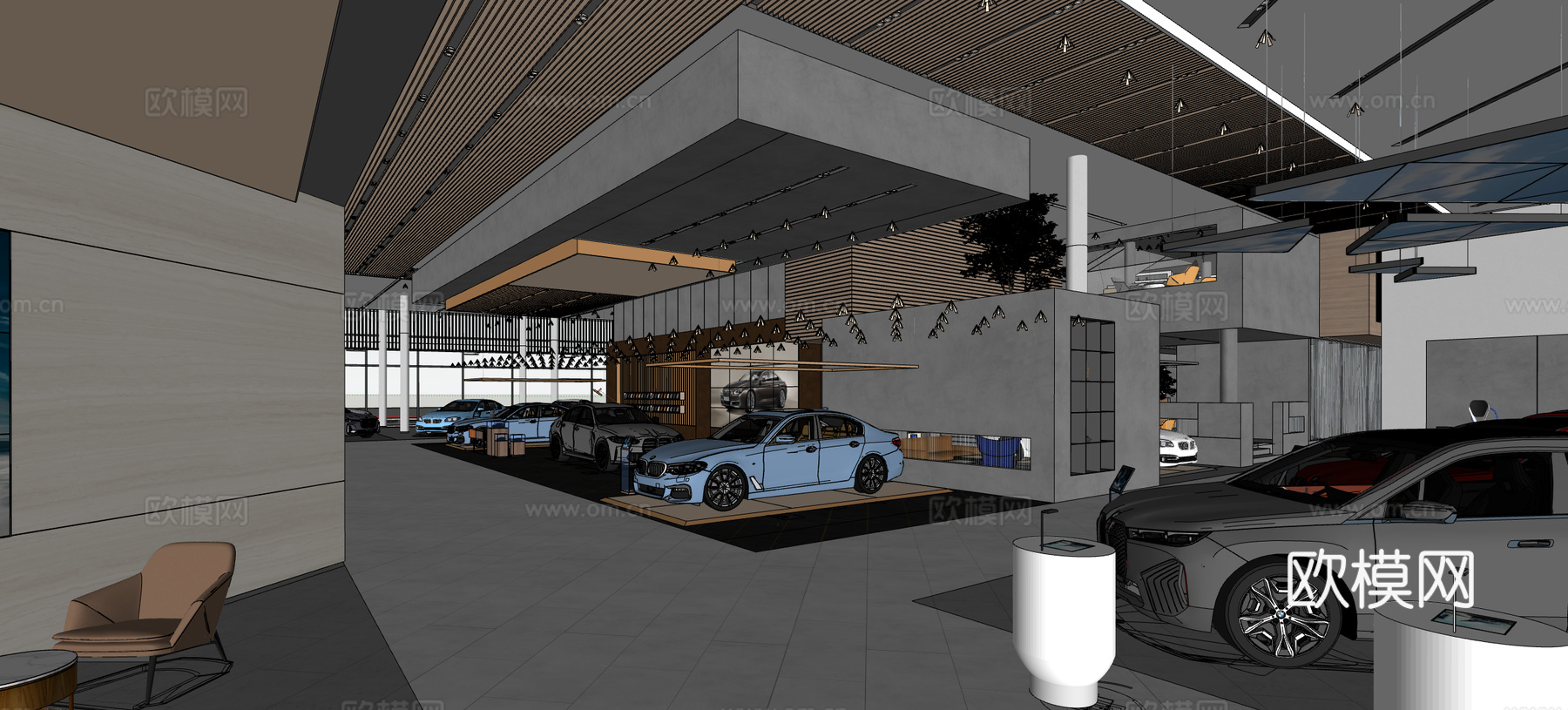 bmw宝马4s店全套效果图，车模型su模型