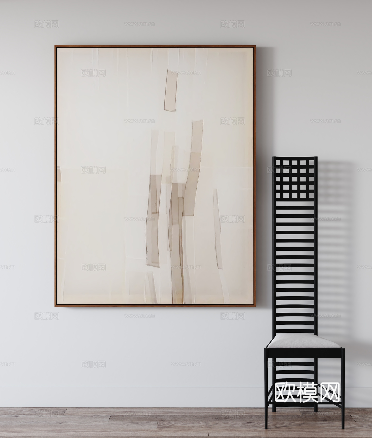 现代挂画 装饰画 单椅3d模型