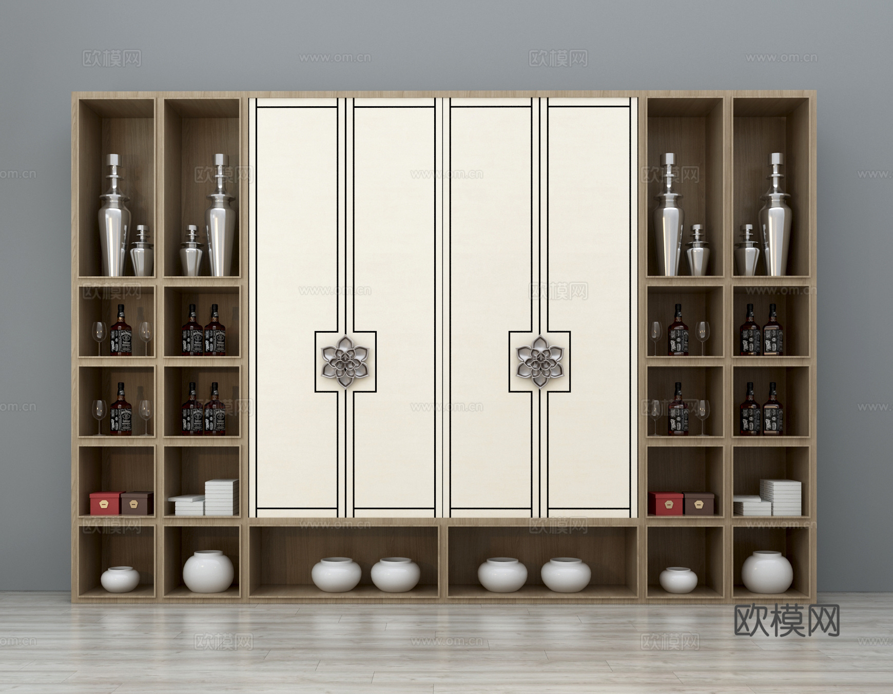 新中式酒柜3d模型