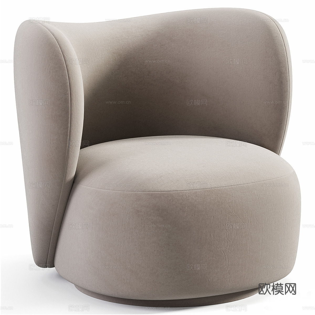 现代奶油风布艺扶手椅3d模型