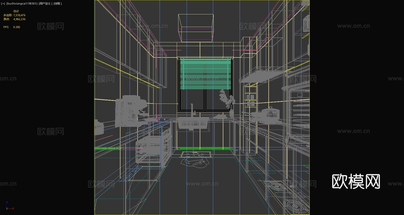 新中式厨房中古风厨房侘寂风厨房百叶帘摆件厨具3d模型