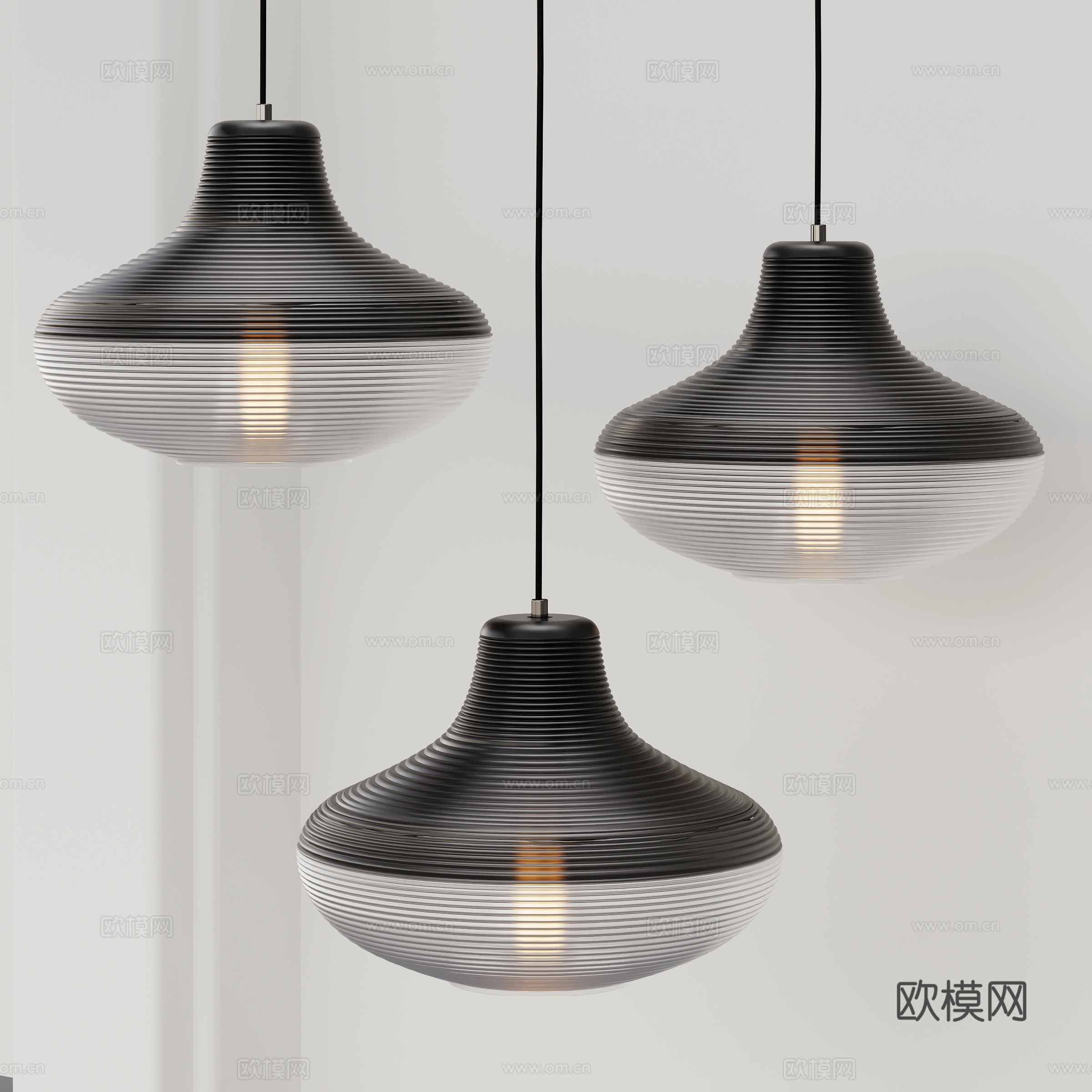 现代吊灯中古吊灯侘寂风吊灯金属吊灯玻璃3d模型