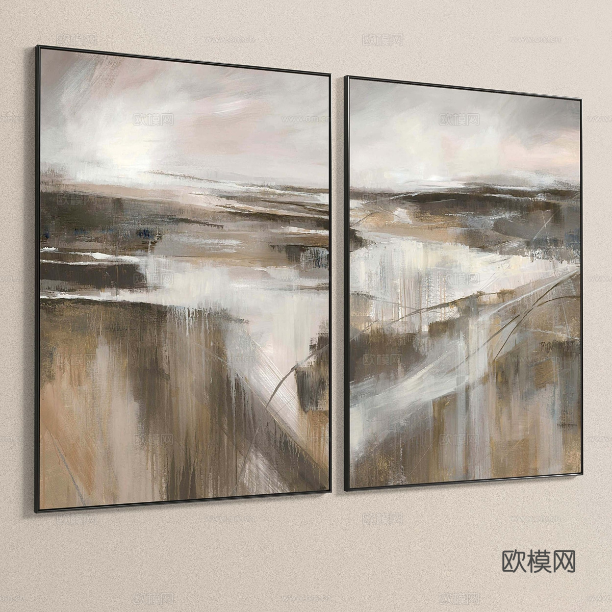现代意式装饰挂画3d模型