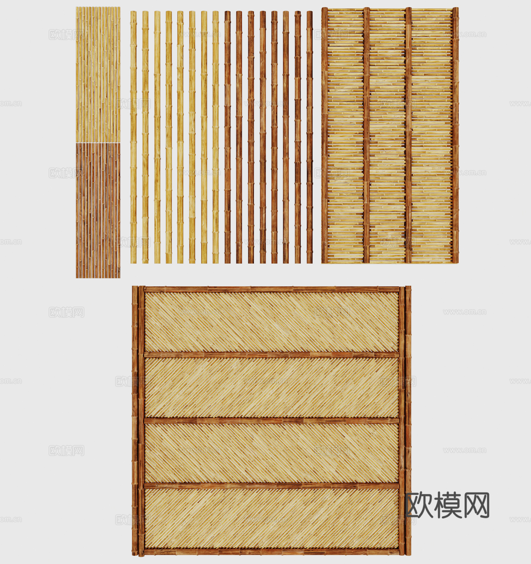 现代竹子屏风装饰隔断藤编3d模型