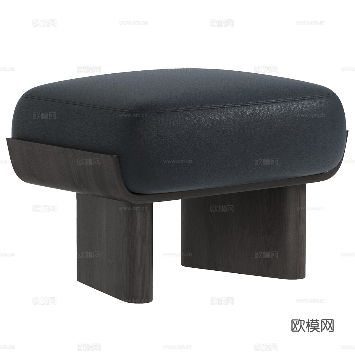 新中式布艺木质凳子3d模型