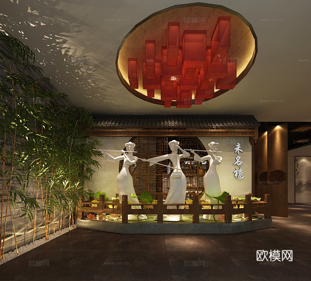 餐厅3d模型下载（渲染图1）