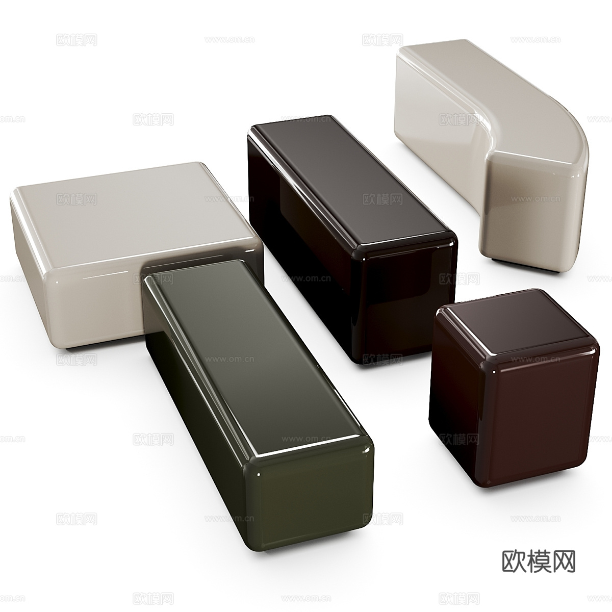 现代意式亚克力茶几组合3d模型