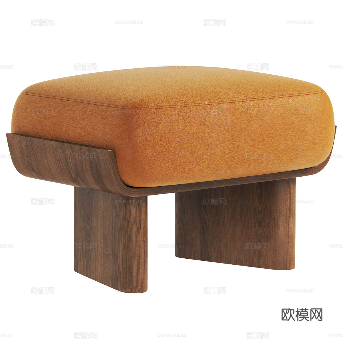 新中式布艺木质凳子3d模型