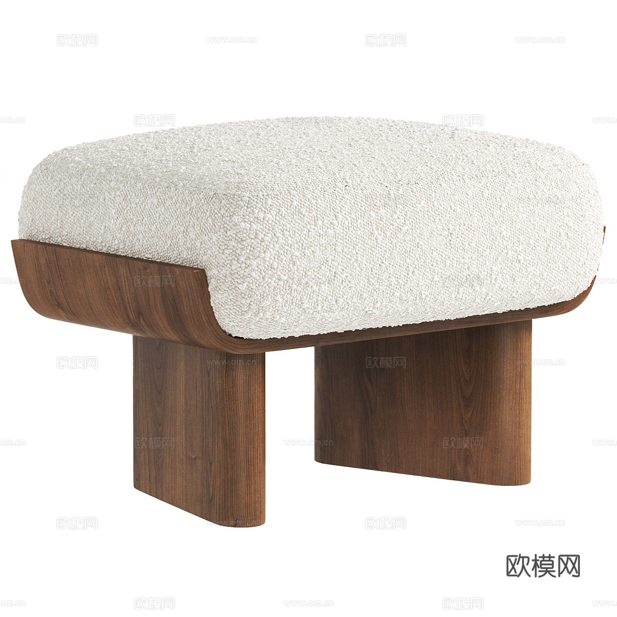 新中式布艺木质凳子3d模型