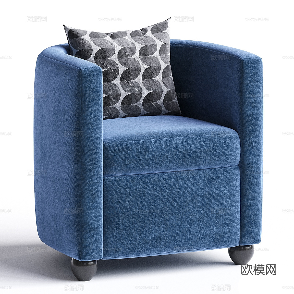 美式简约布艺扶手椅3d模型