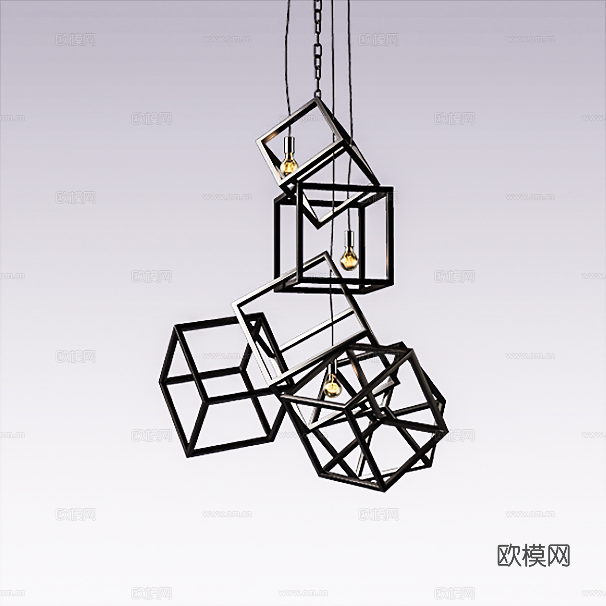 现代简约吊灯 创意吊灯  铁艺吊灯组合su模型