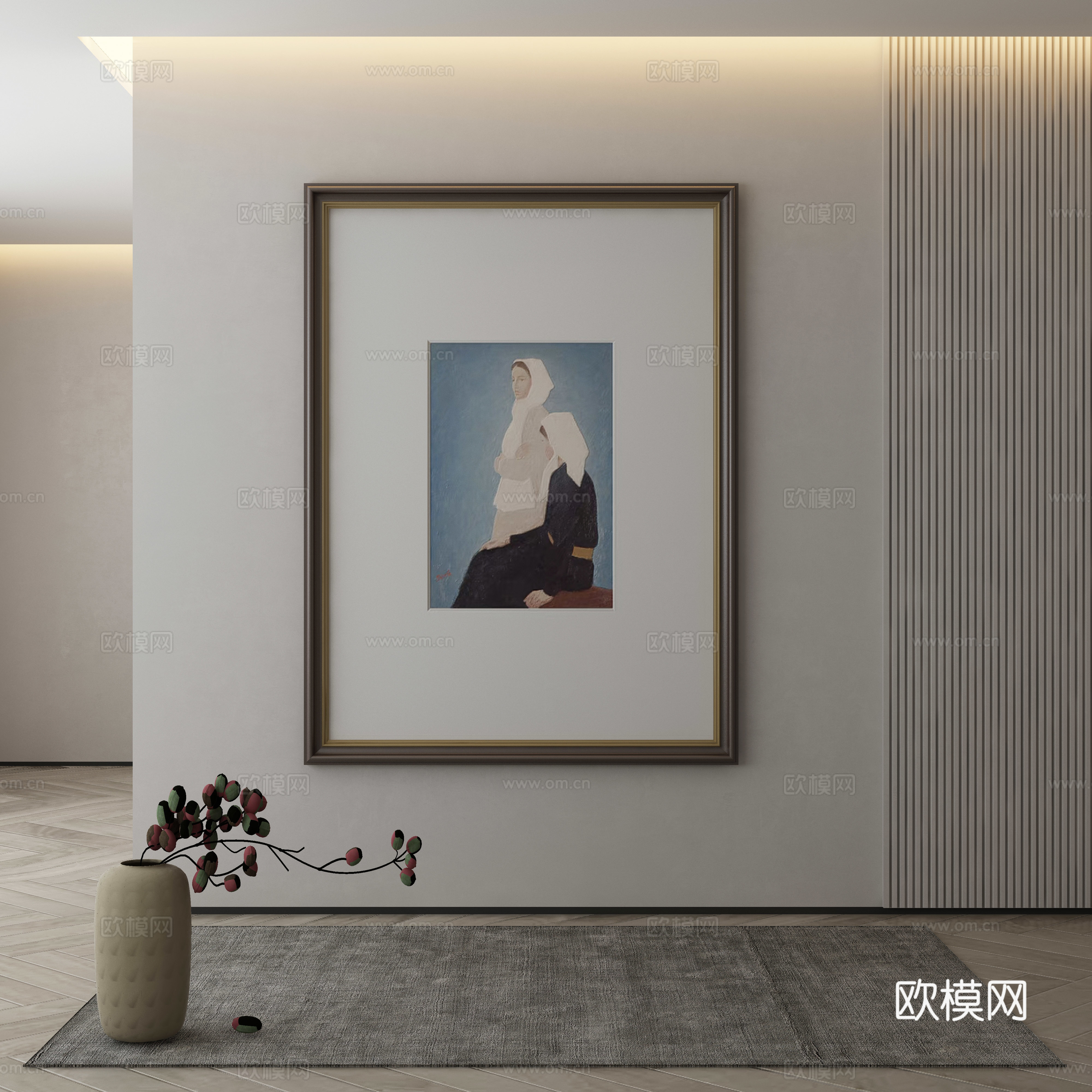 现代侘寂挂画 油画3d模型