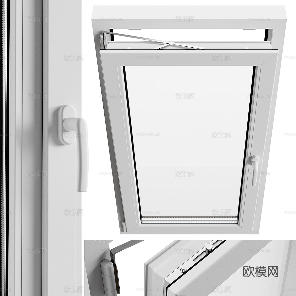 现代塑钢窗 百叶窗3d模型