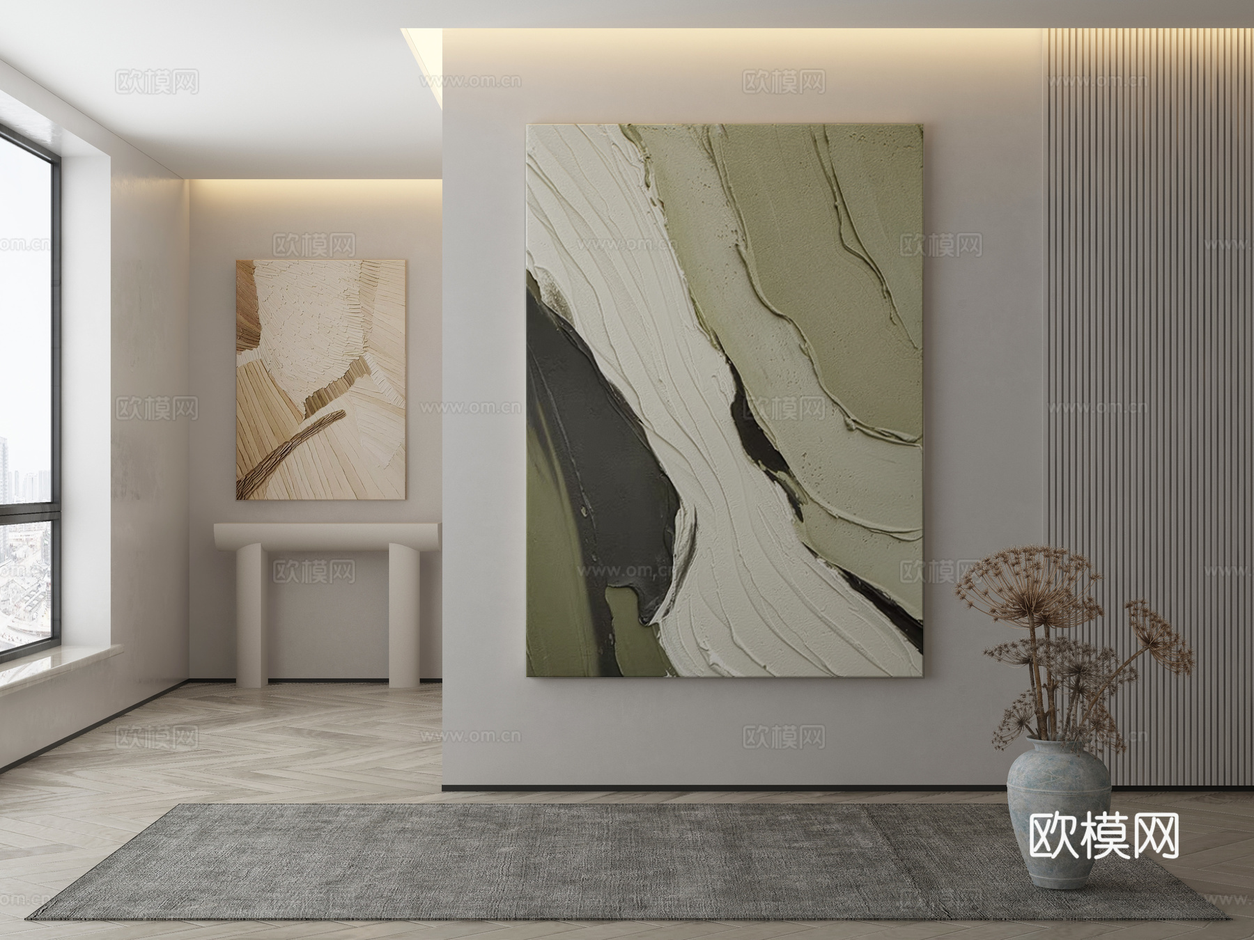 现代侘寂挂画 油画3d模型
