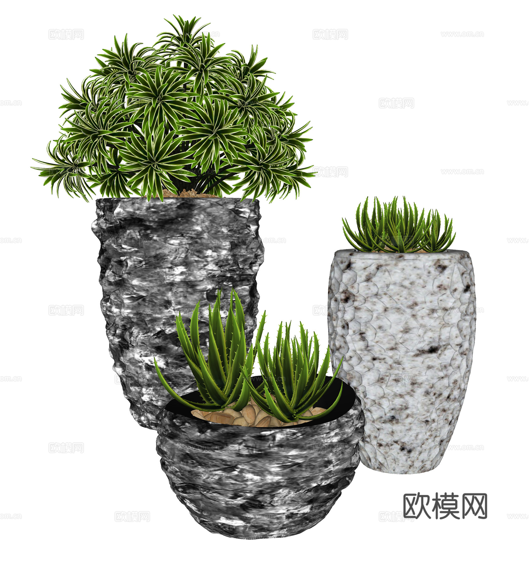 现代盆栽盆景  室内盆栽组合  绿植盆栽su模型
