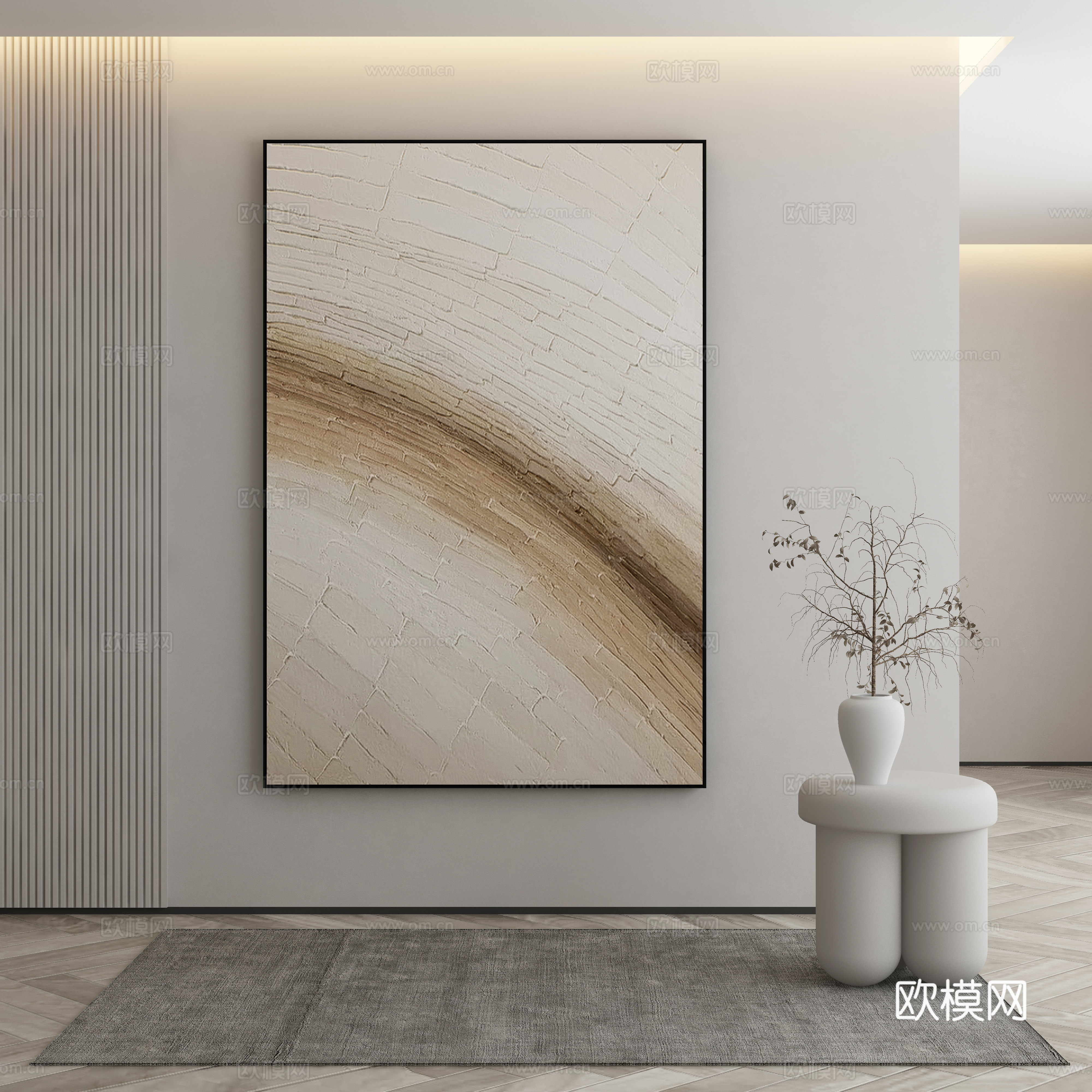 现代侘寂挂画 油画3d模型
